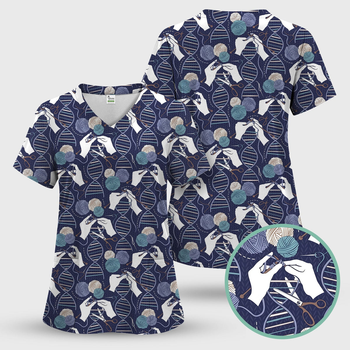 DNA Helix Yarn Nurse Scrub Top