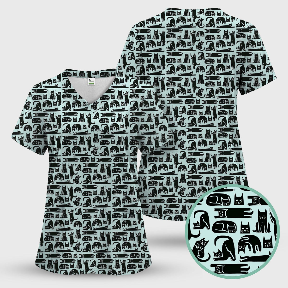 Funny Cat Poses Nurse Scrub Set