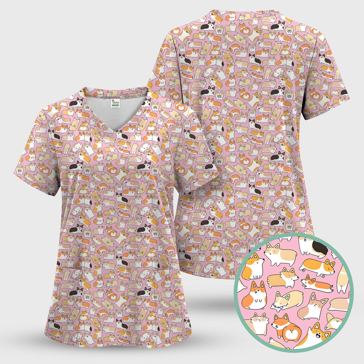Corgi Nurse Scrub Top