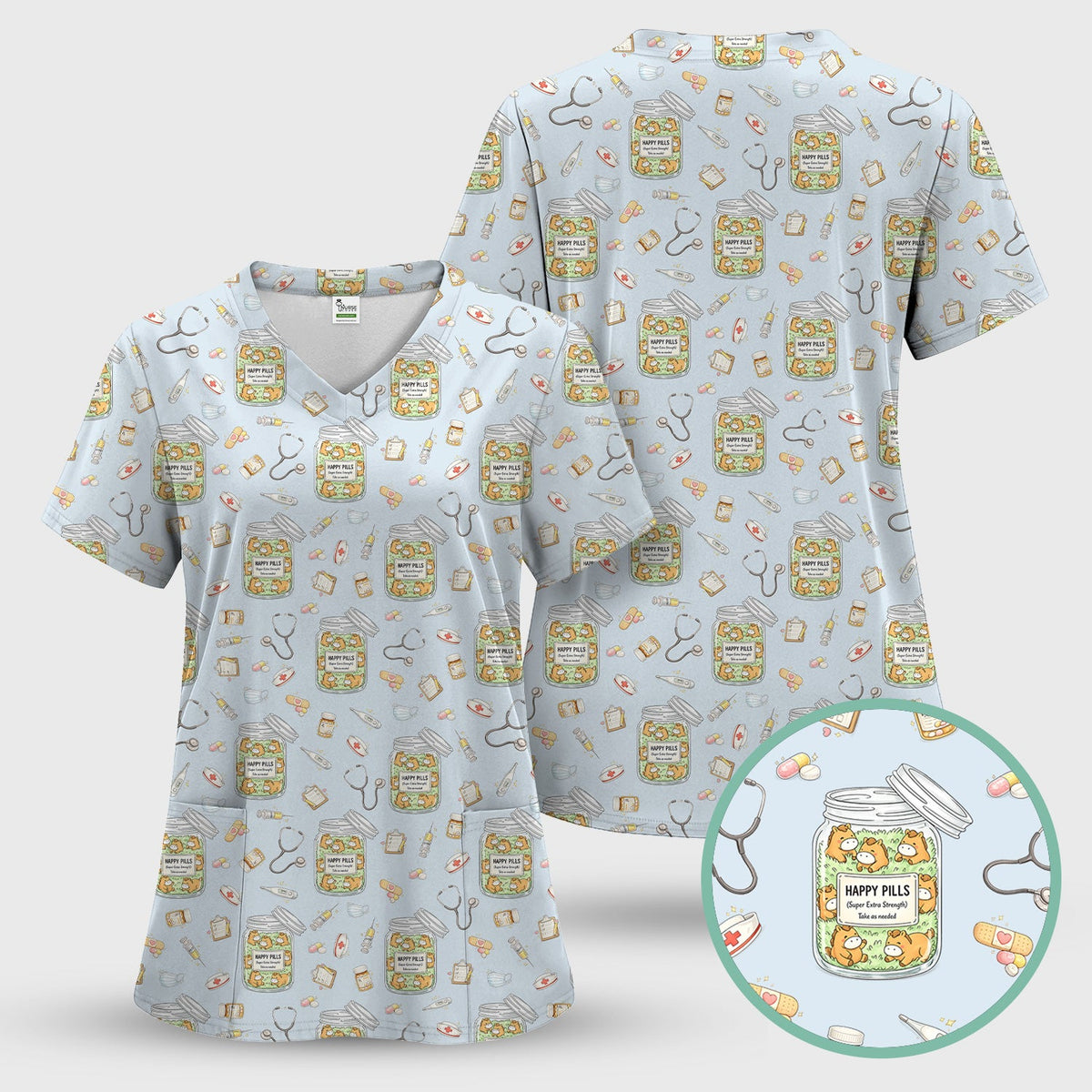 Happy Pills Horse Nurse Scrub Set
