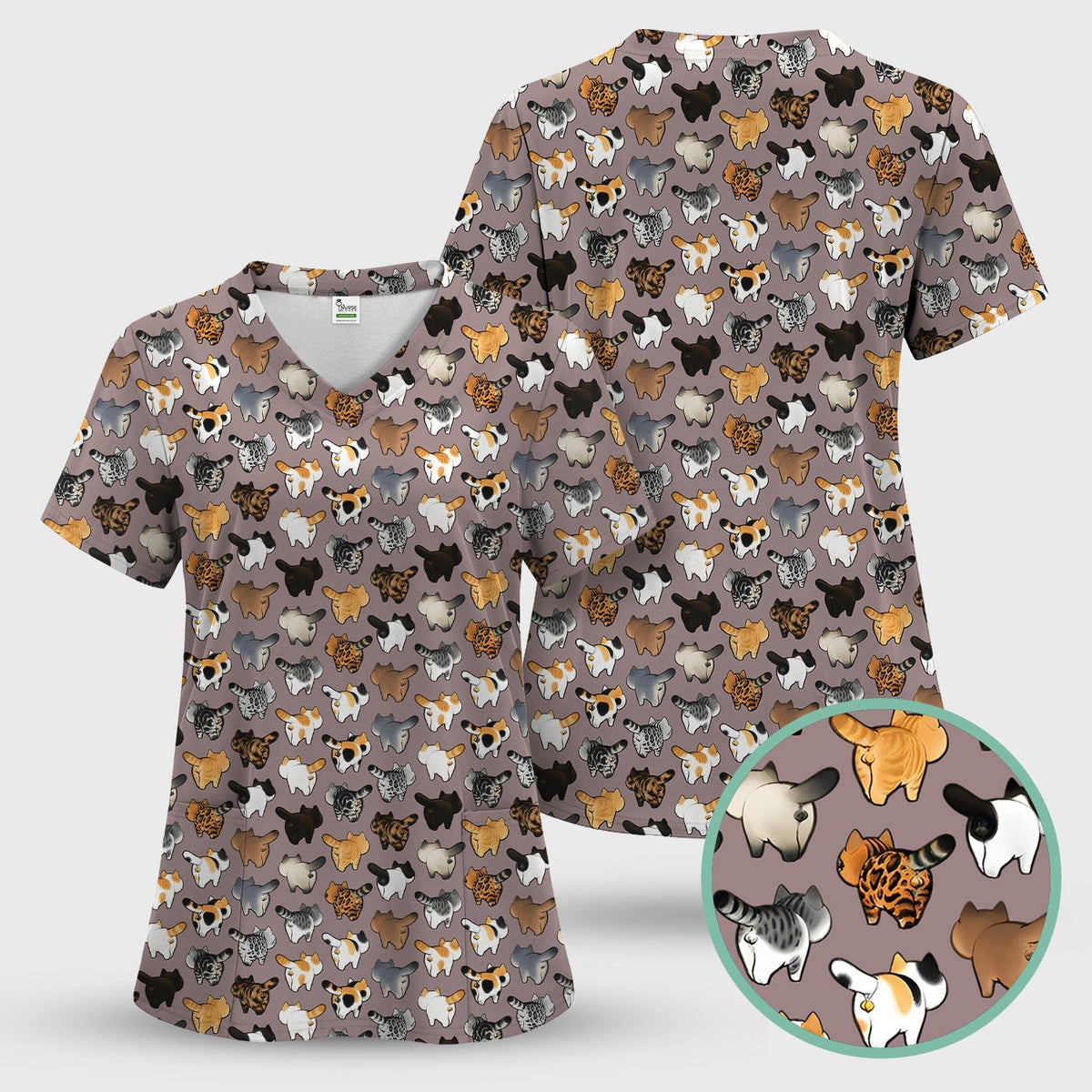 Cat Butt Nurse Scrub Set
