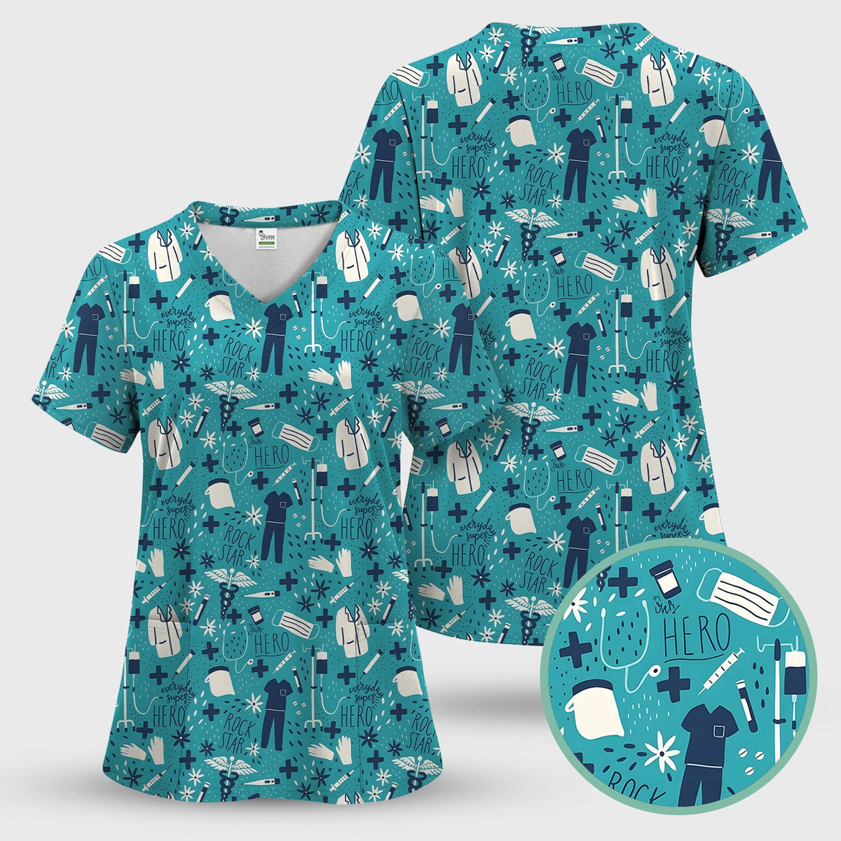 Healthcare Hero Medical Tools Nurse Scrub Top