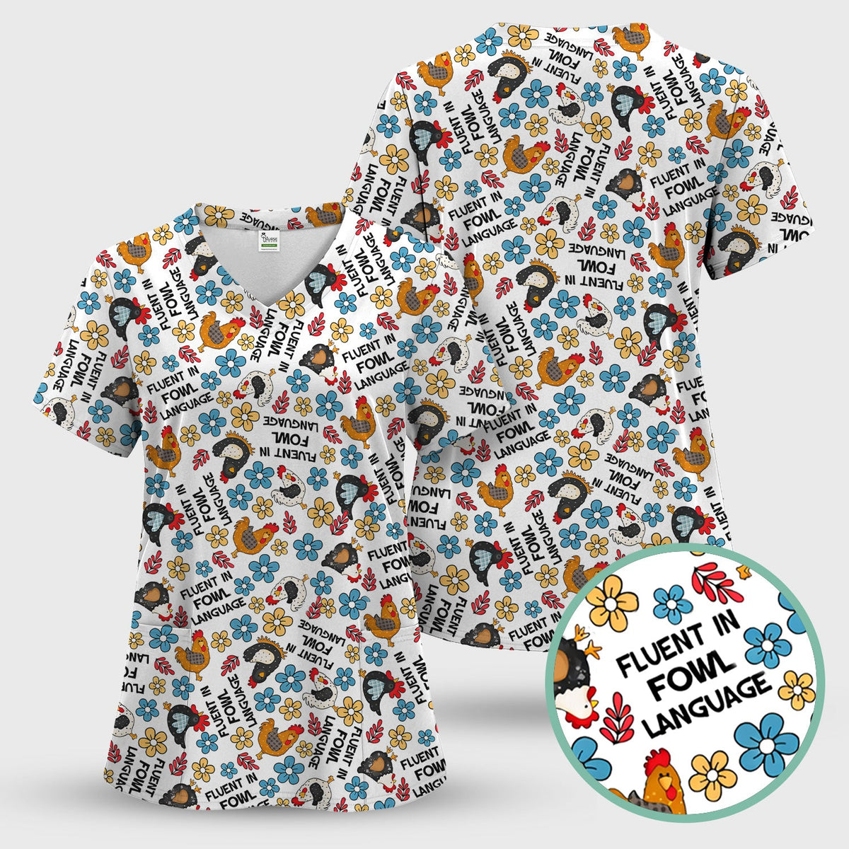 Fluent In Fowl Language Nurse Scrub Set