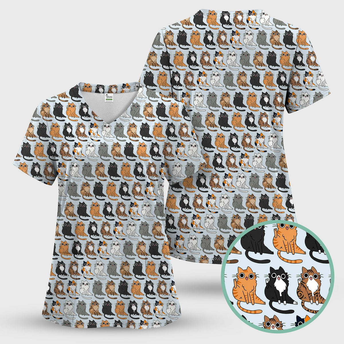 Cat Pattern Nurse Scrub Set