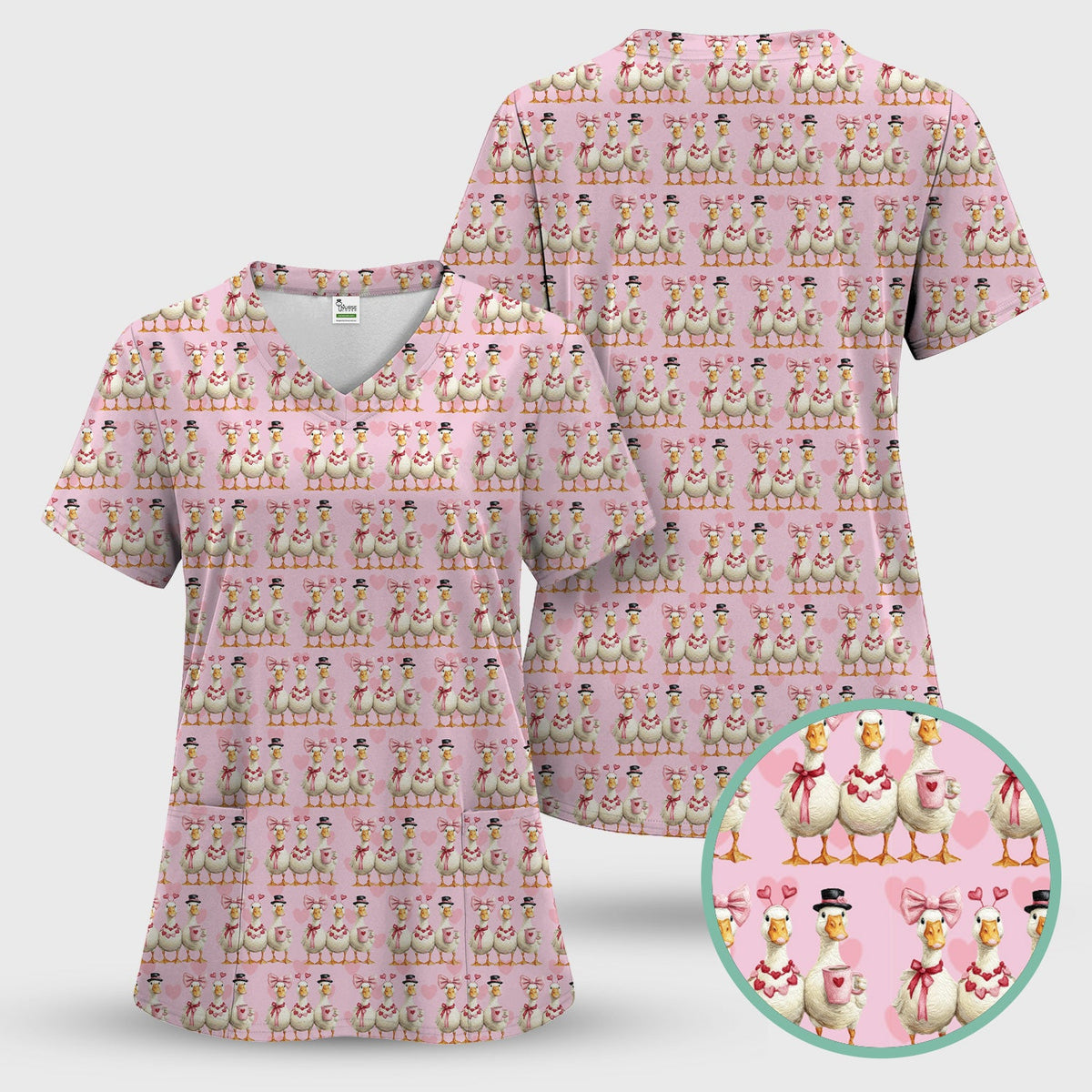Goose Heart Nurse Scrub Top - Valentines Day Gift