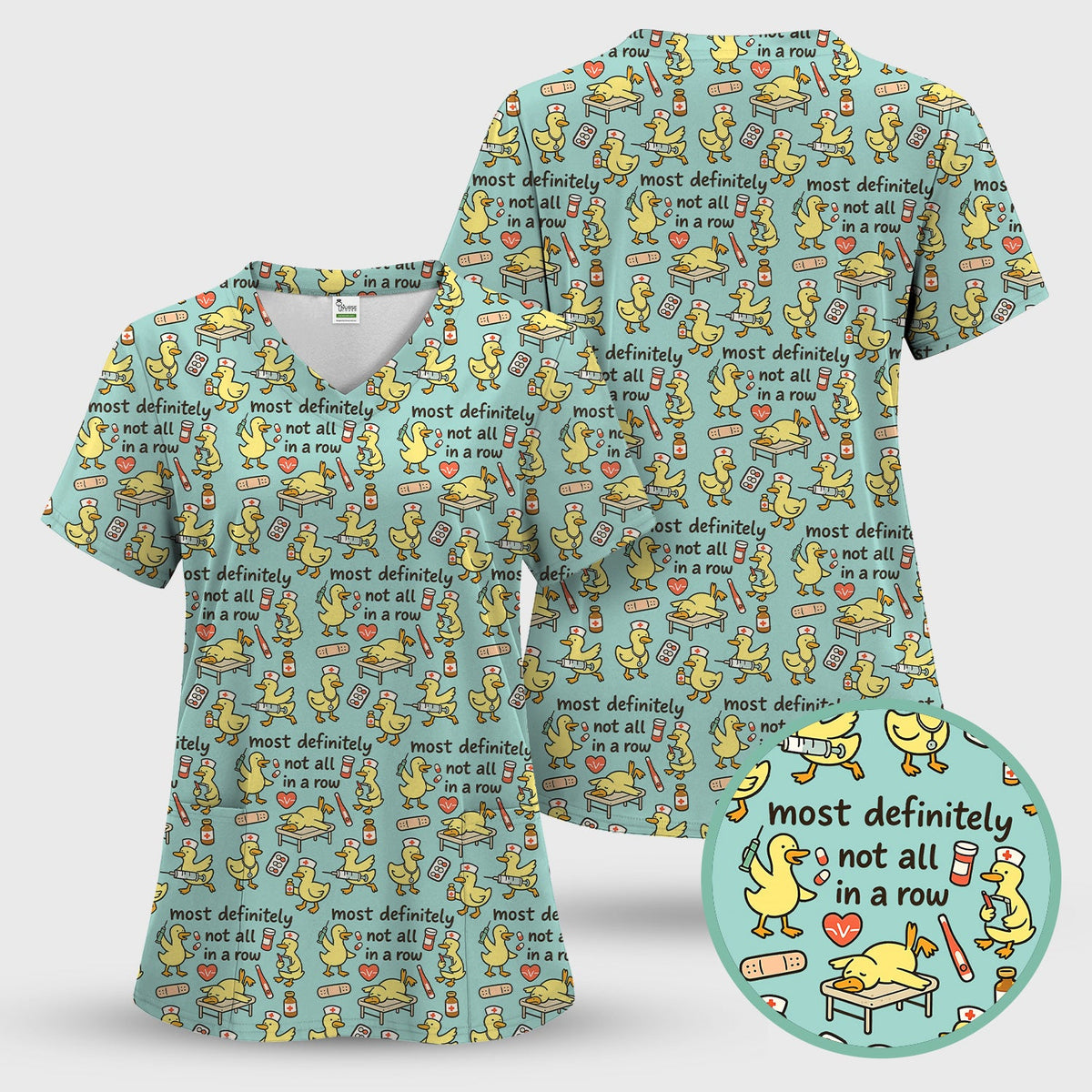 Funny Nurse Duck Medical Humor Pattern Scrub Top, Comfortable Scrubs for Nurses
