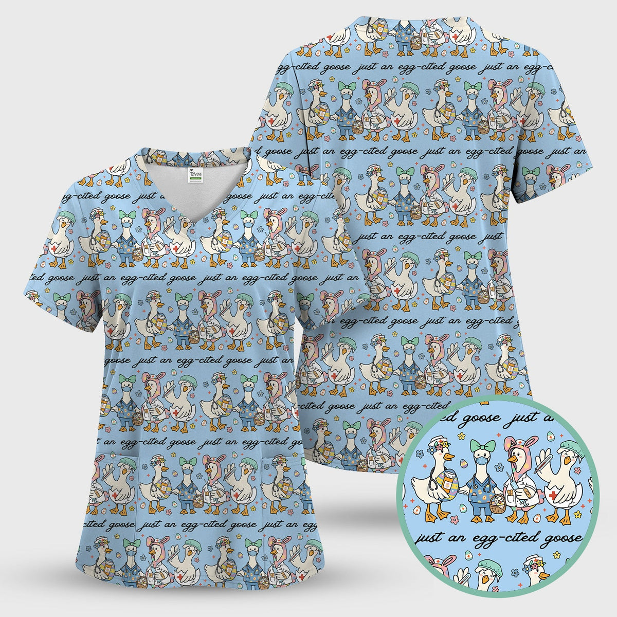 Easter Goose Nurse Scrub Set