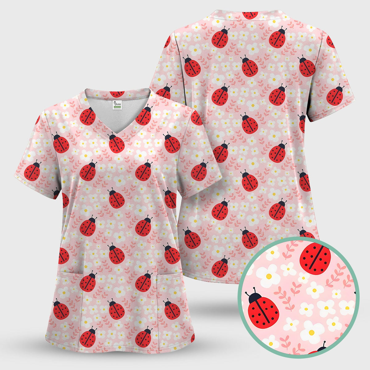 Ladybug Blossom Nurse Scrub Set