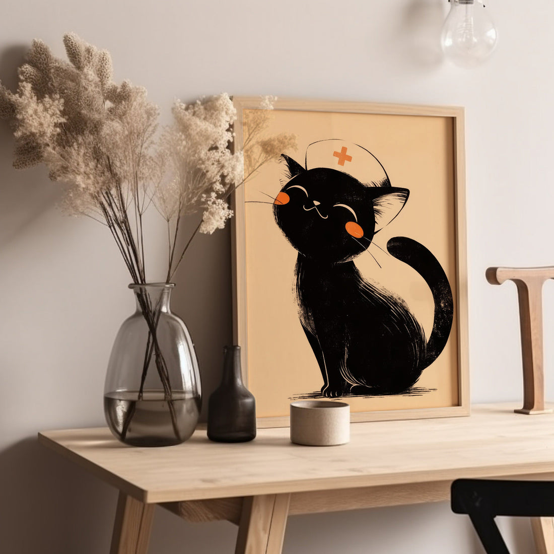 Black Cat Nurse Canvas