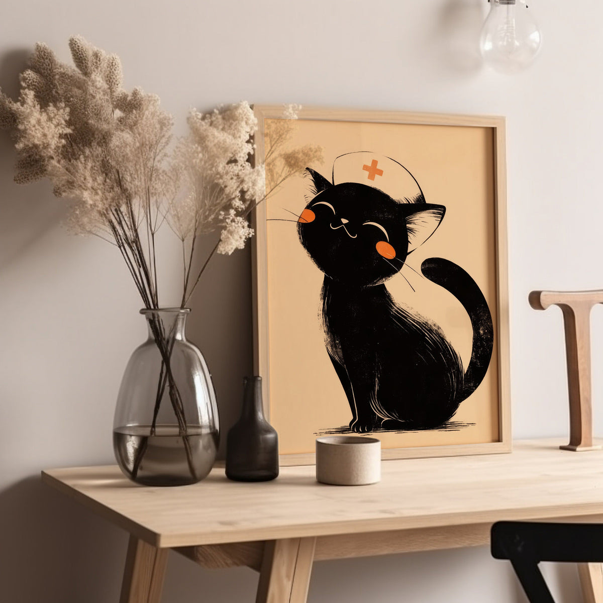 Black Cat Nurse Canvas