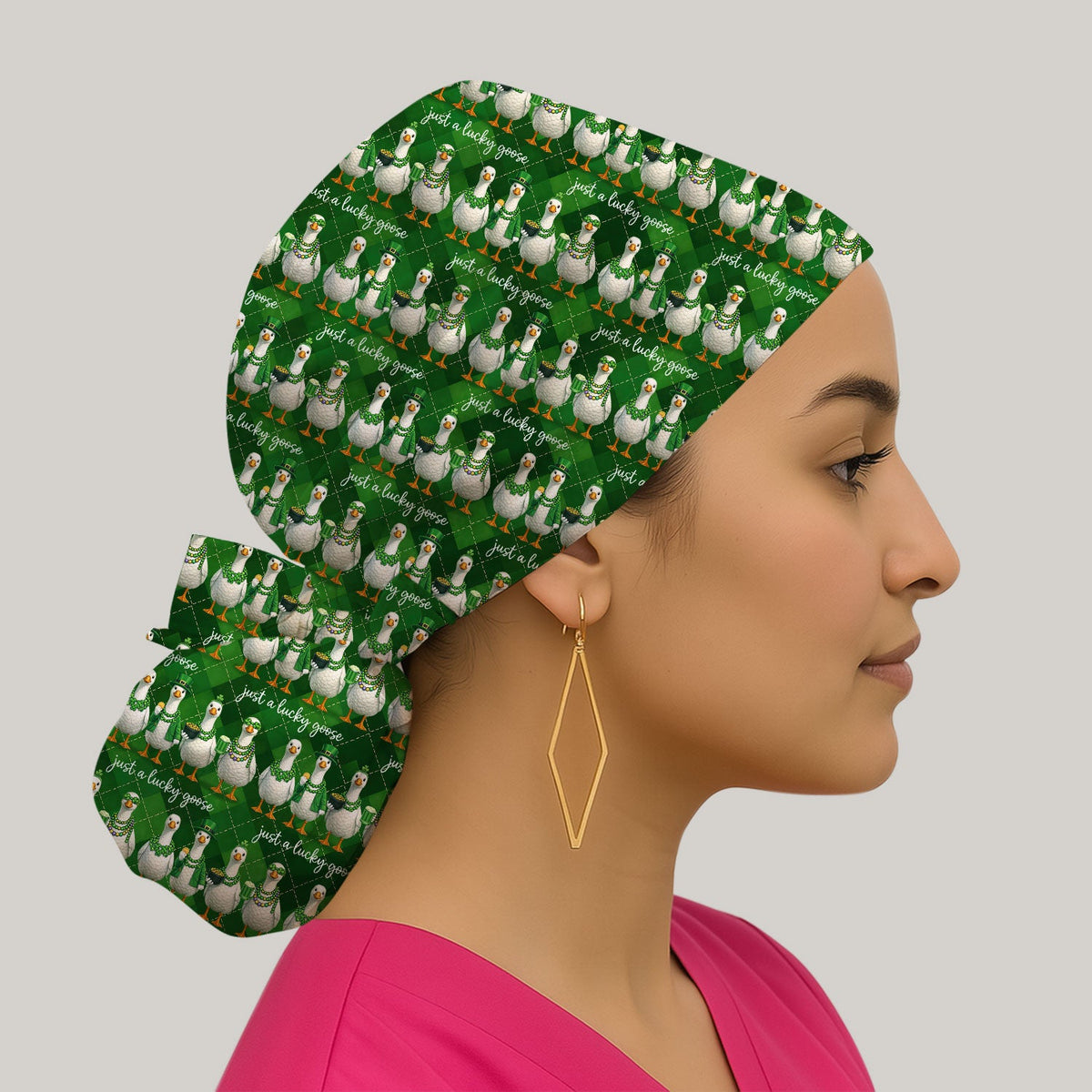 Lucky Goose Argyle Scrub Cap - St Patricks Day Gift