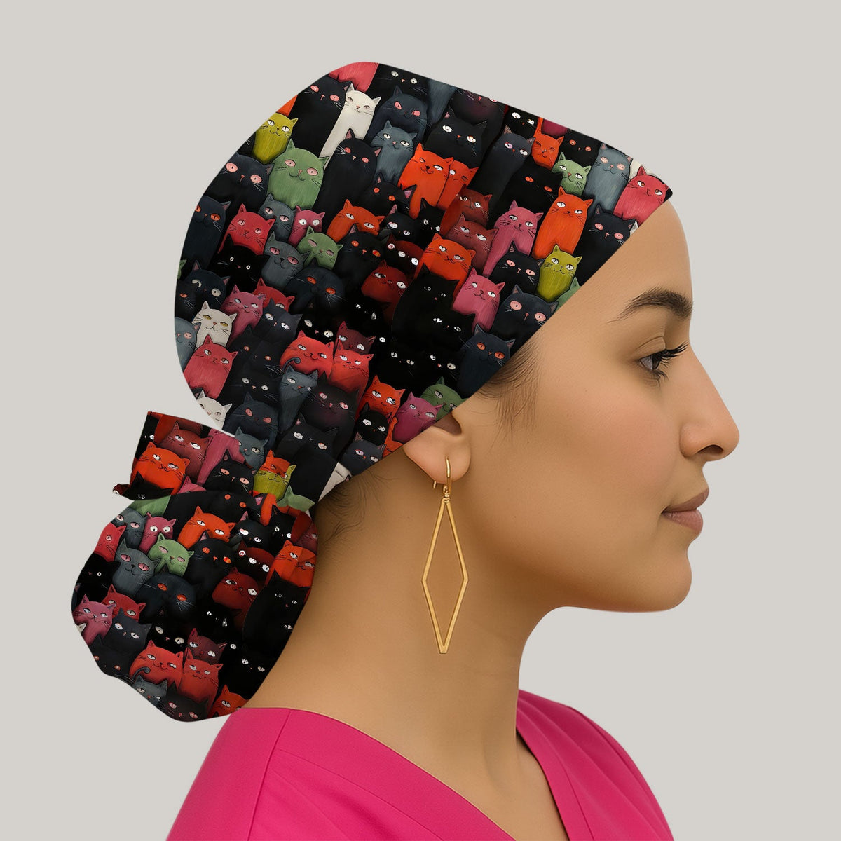 Artistic Cat Nurse Scrub Cap