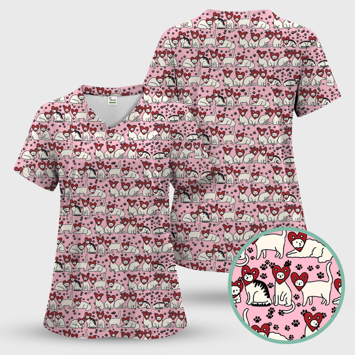 Cat Heart Nurse Scrub Set
