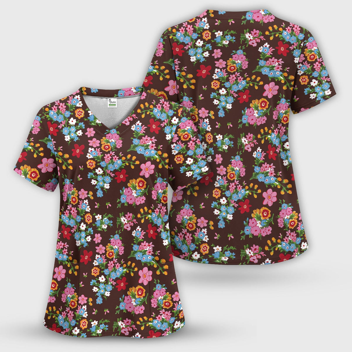 Vintage Floral Bouquet Nurse Scrub Set