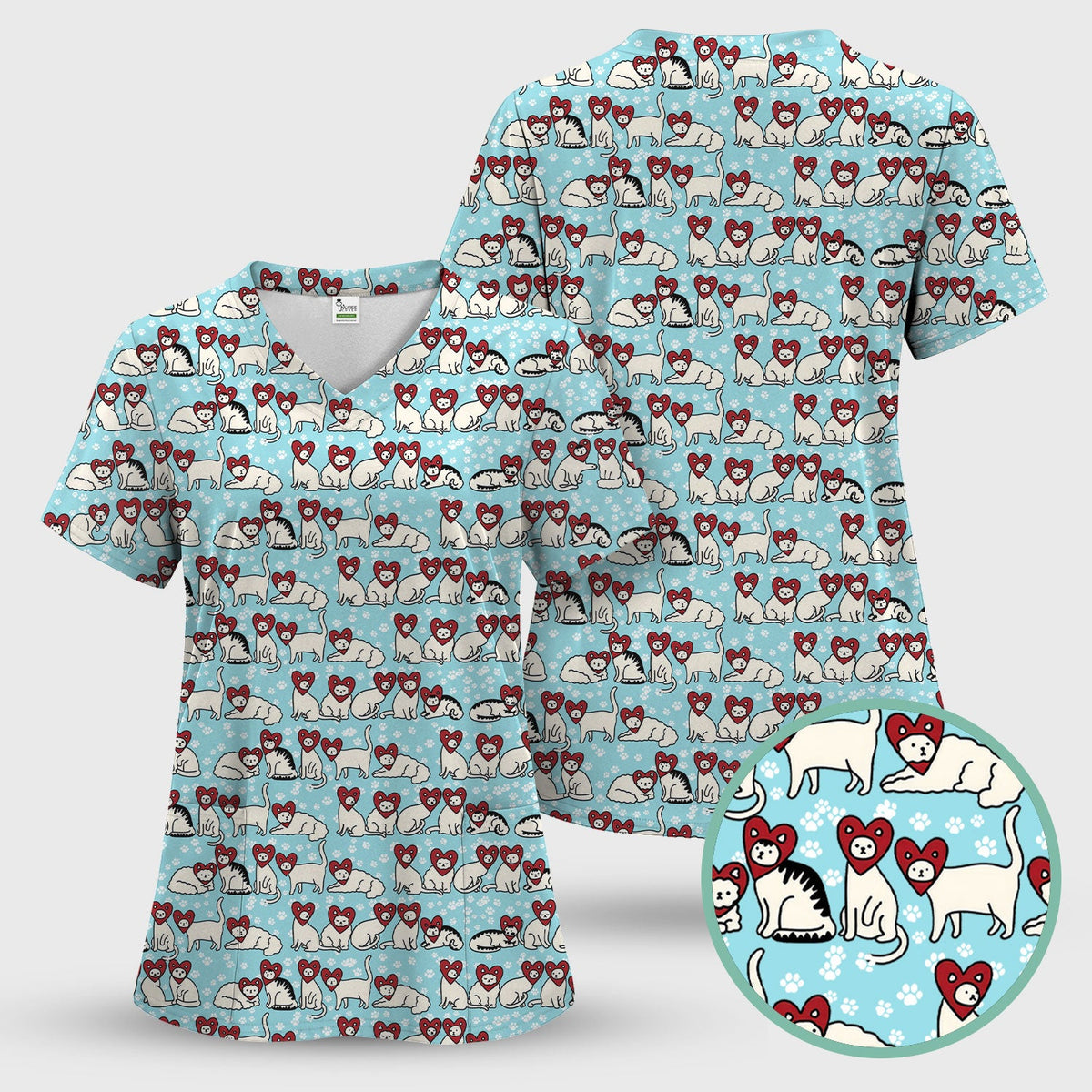 Cat Heart Nurse Scrub Set