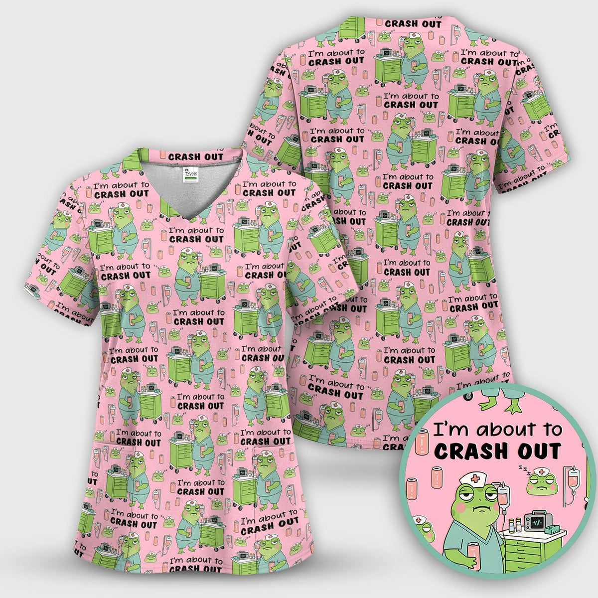 Crash Out Frog Nurse Scrub Set