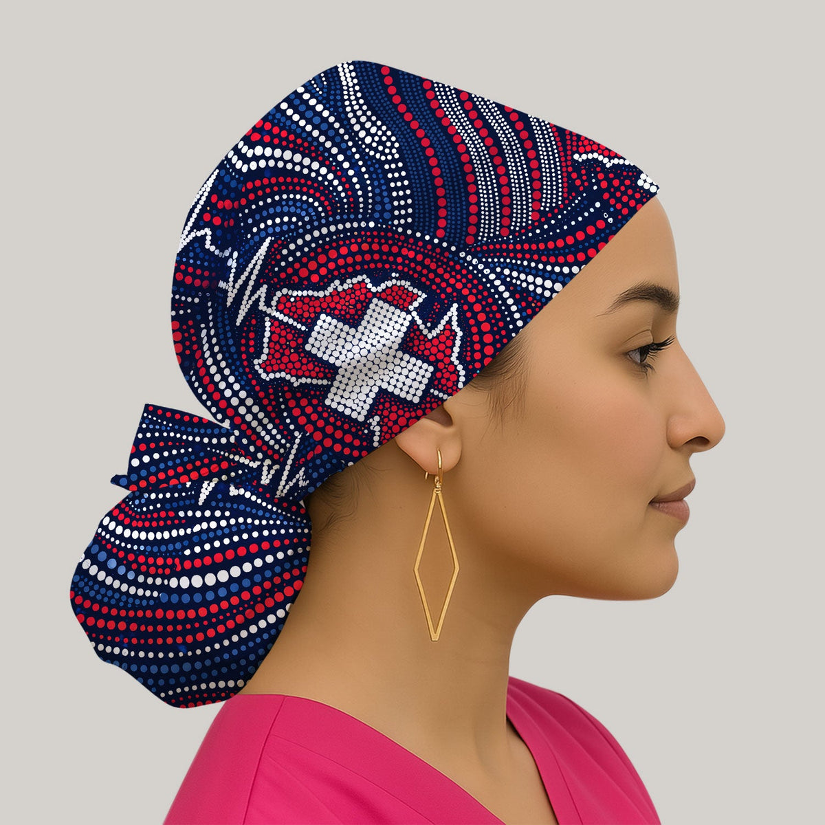 Dot Art Cross Heartbeat Scrub Cap
