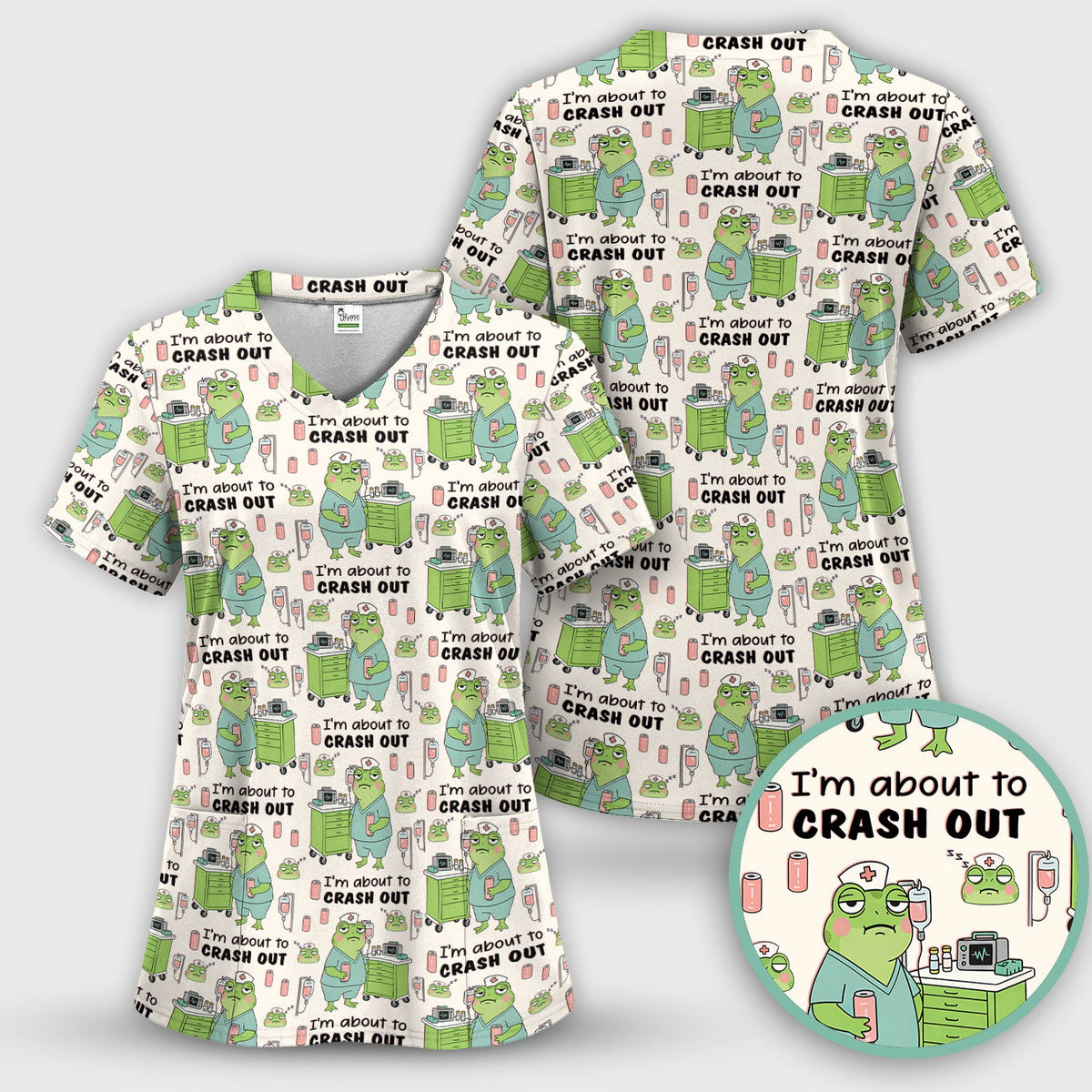 Crash Out Frog Nurse Scrub Set