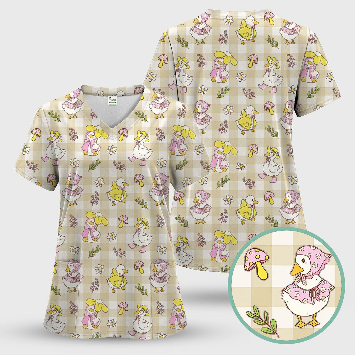 Duck Outfit Gingham Nurse Scrub Set