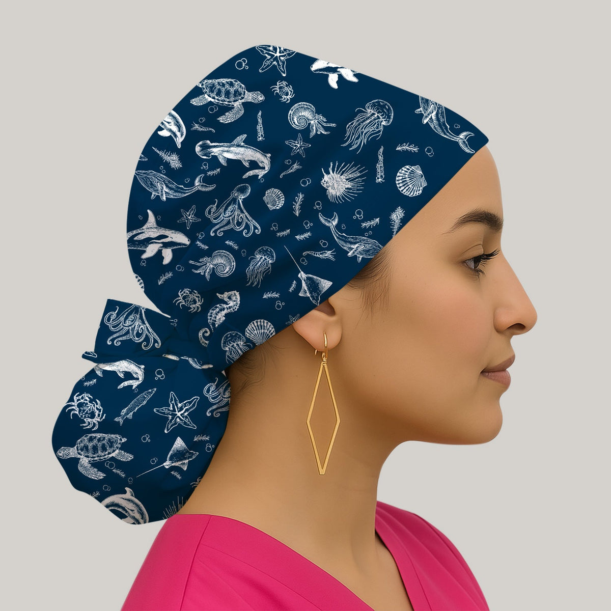 Marine Sea Life Scrub Cap