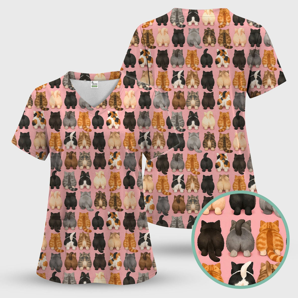 Cats Back View Nurse Scrub Set
