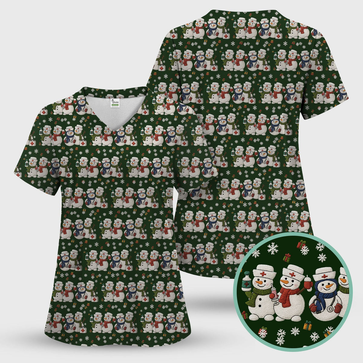 Snowman Nurse Scrub Top - Christmas Gift