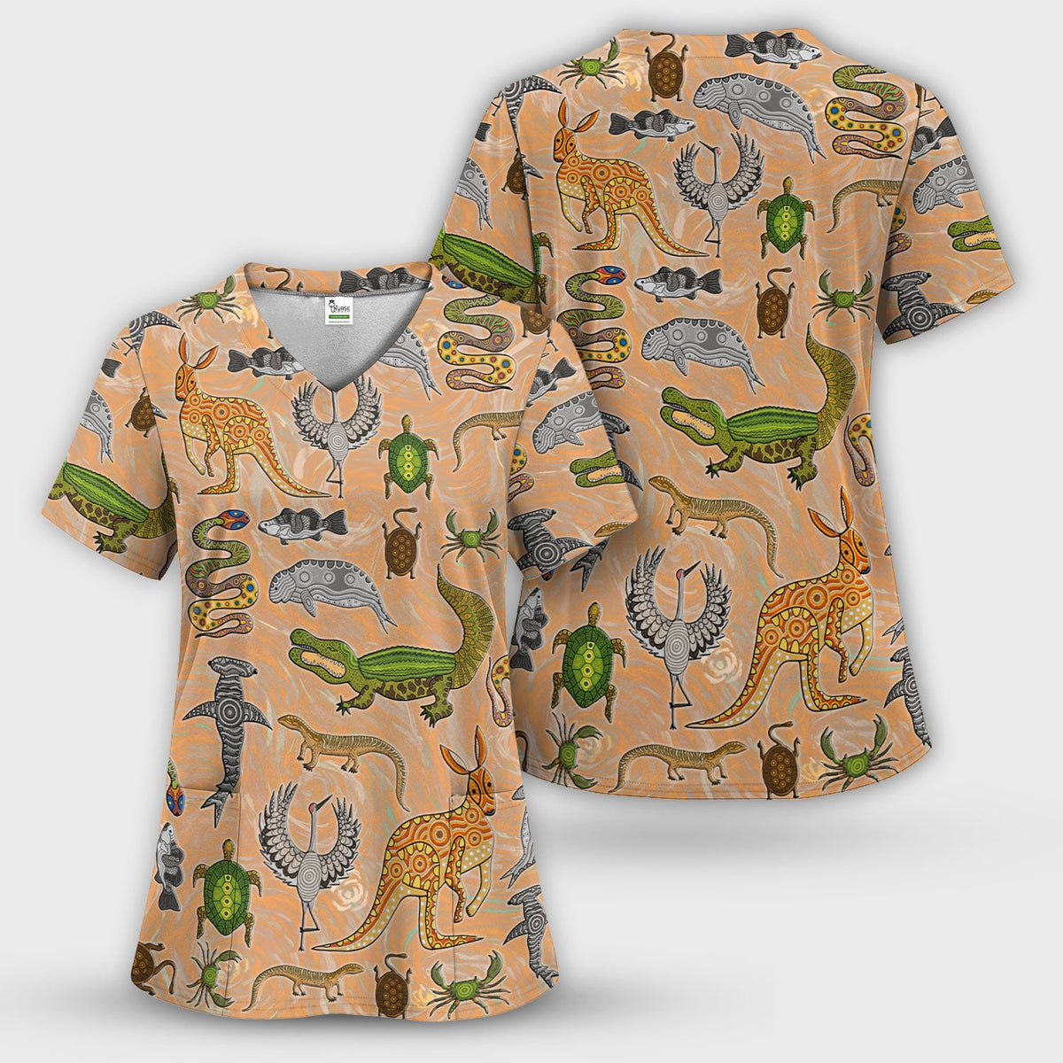Crocodile Turtle Snake Nurse Scrub Set