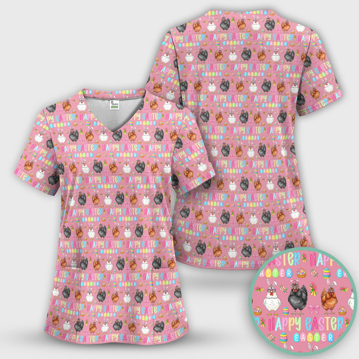 Bunny Eggs Nurse Scrub Tops - Easter Gift
