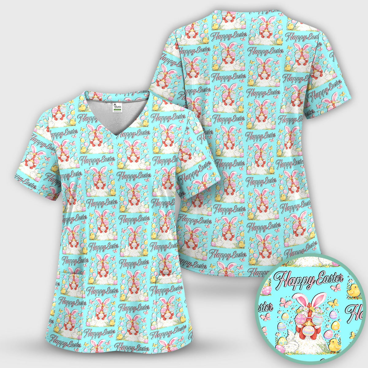 Bunny Eggs Nurse Scrub Top - Easter Gift