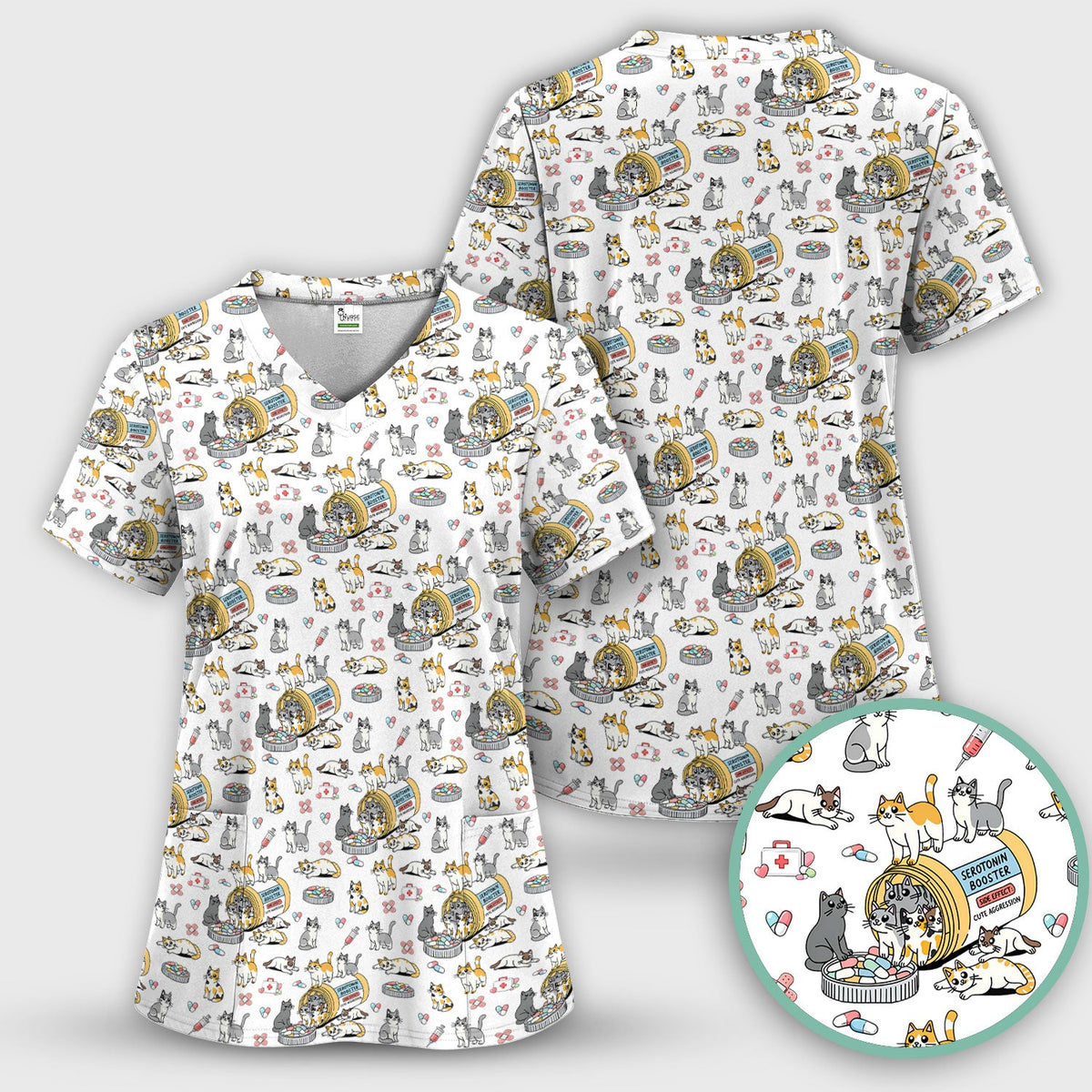 Cat Serotonin Booster Nurse Scrub Set