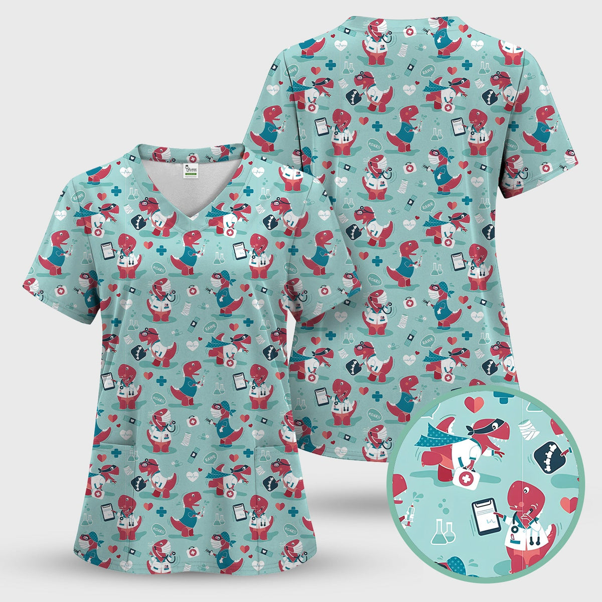 Dinosaur Doctor Nurse Scrub Top