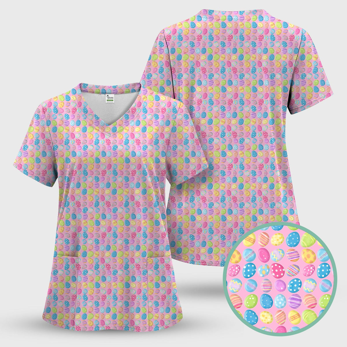 Colorful Easter Eggs Nurse Scrub Set