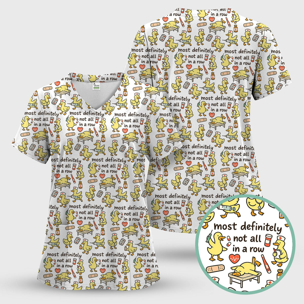 Funny Nurse Duck Medical Humor Pattern Scrub Top, Comfortable Scrubs for Nurses