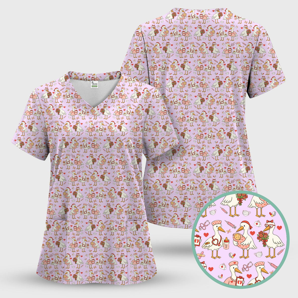 Valentine Goose Nurse Scrub Top
