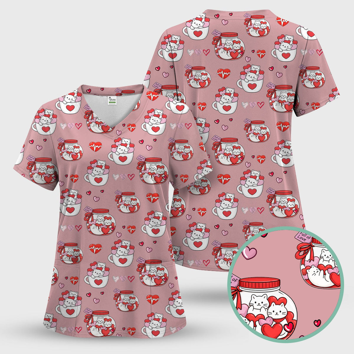Cat Nurse Scrub Set - Valentines Day Gift