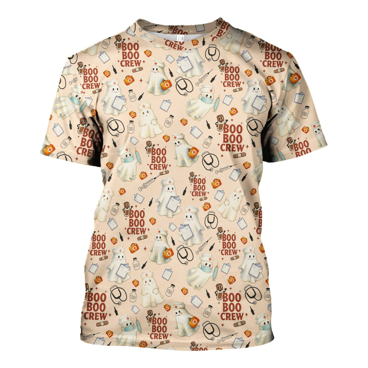Boo Boo Crew Funny Ghost Nurse Scrub Top
