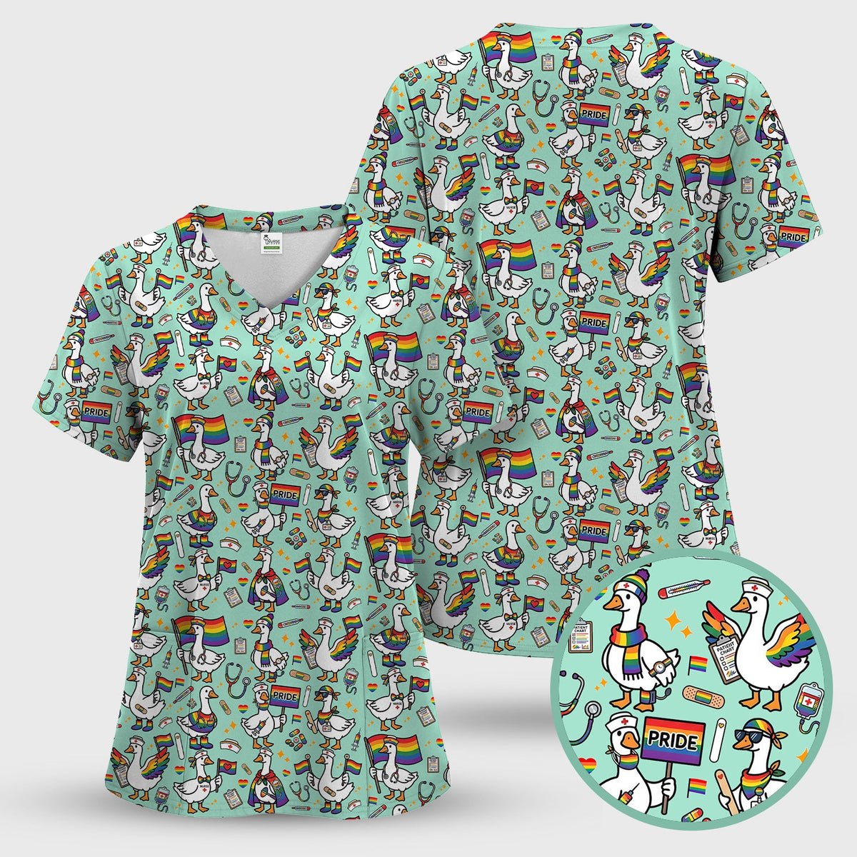 LGBT Pride Nurse Duck Scrub Set