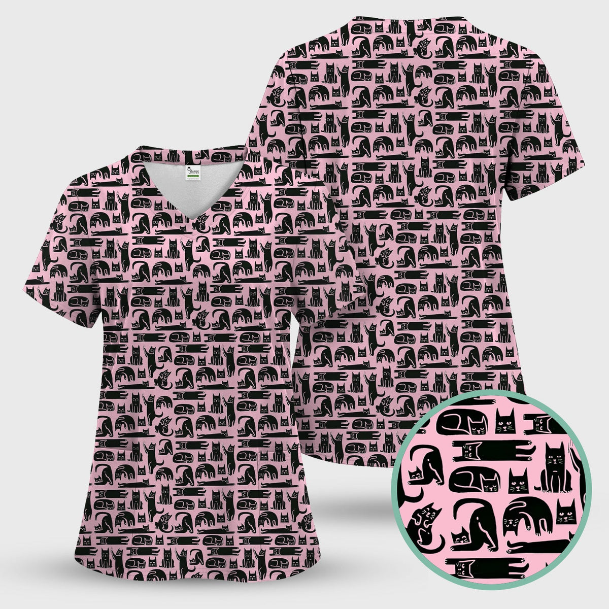 Funny Cat Poses Nurse Scrub Set