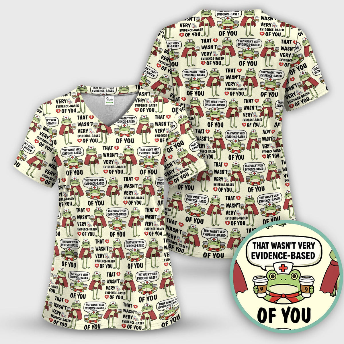 Funny Frog Nurse Quote Medical Pattern, Women's Scrub Set