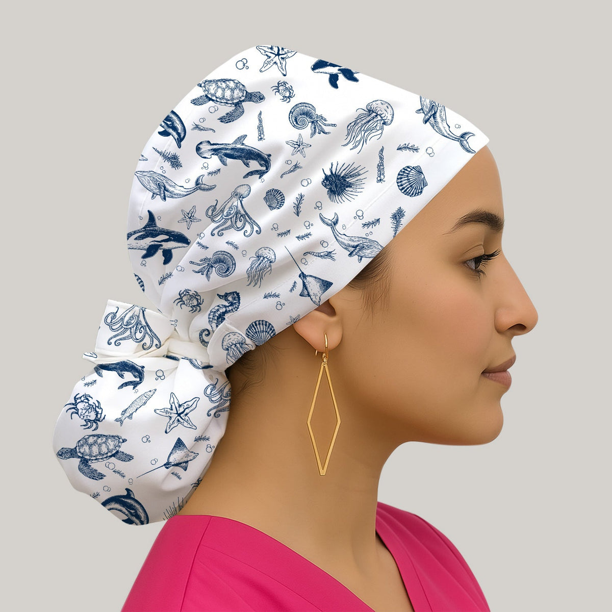 Marine Sea Life Scrub Cap