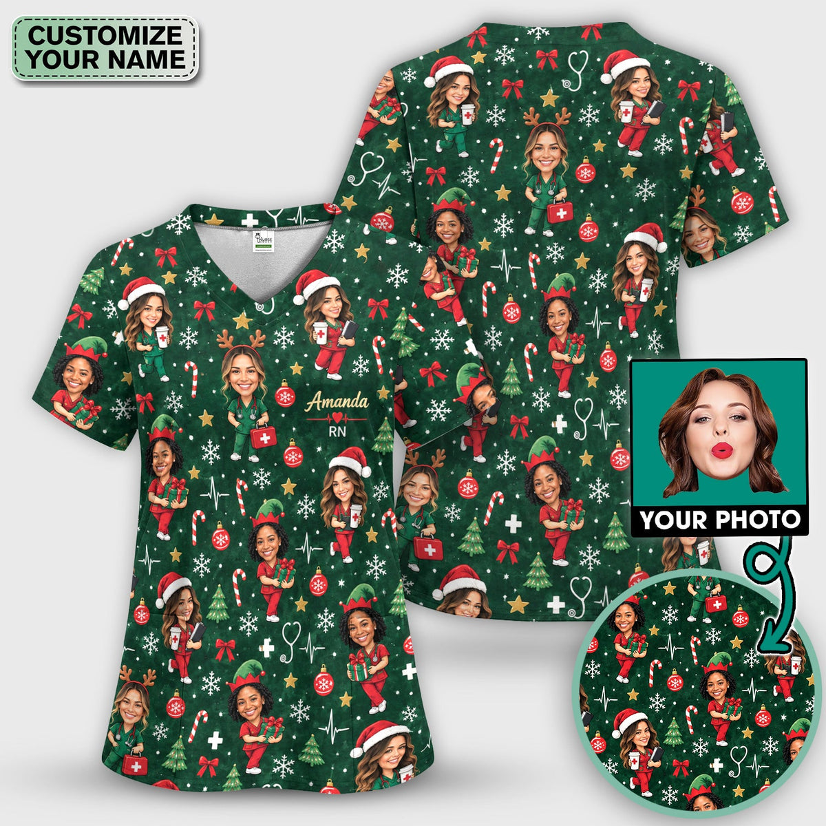 Personalized Image Nurse Scrub Top