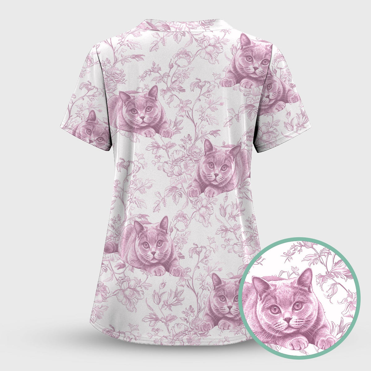 Dog Cat Chinoiserie Nurse Scrub Set