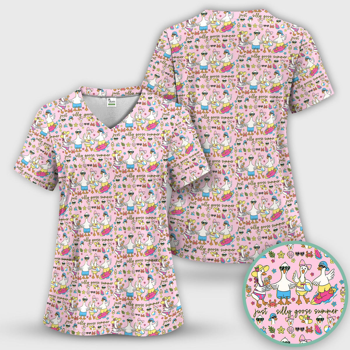 Silly Goose Summer Nurse Scrub Top
