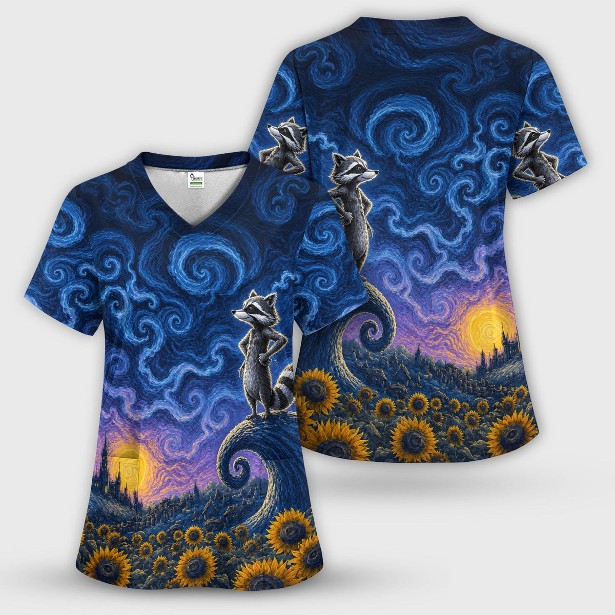 Starry Raccoon Nurse Scrub Top