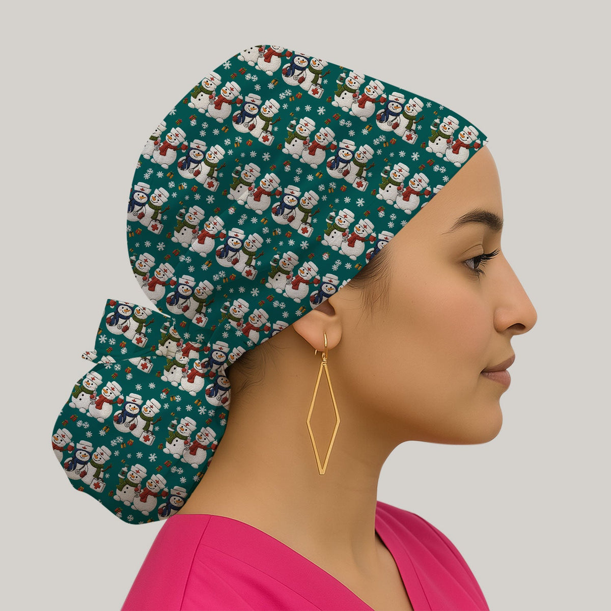 Snowman Scrub Cap - Christmas Gift For Nurse