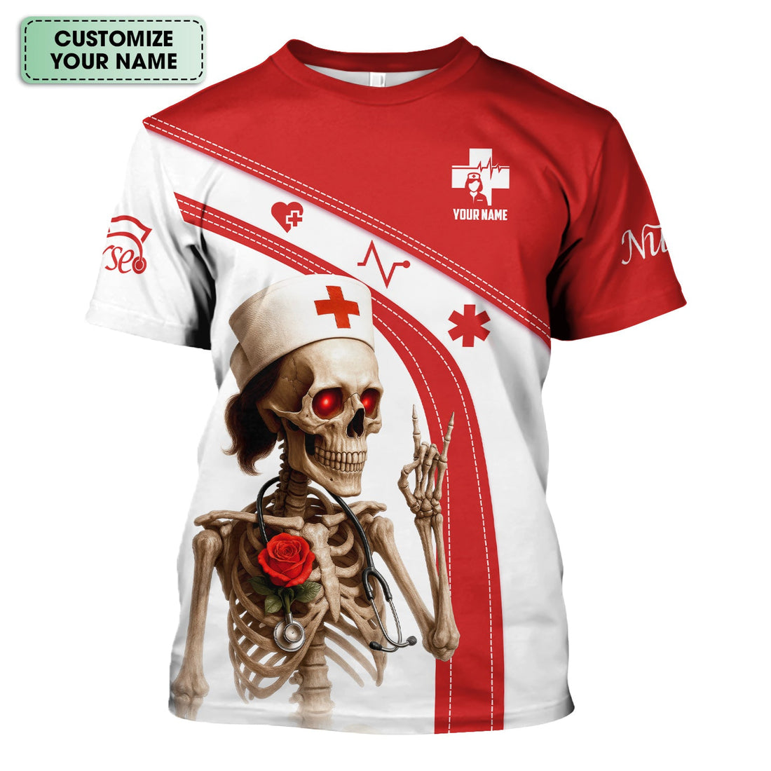 Personalized Skeleton Dark Humor Nurse Shirt