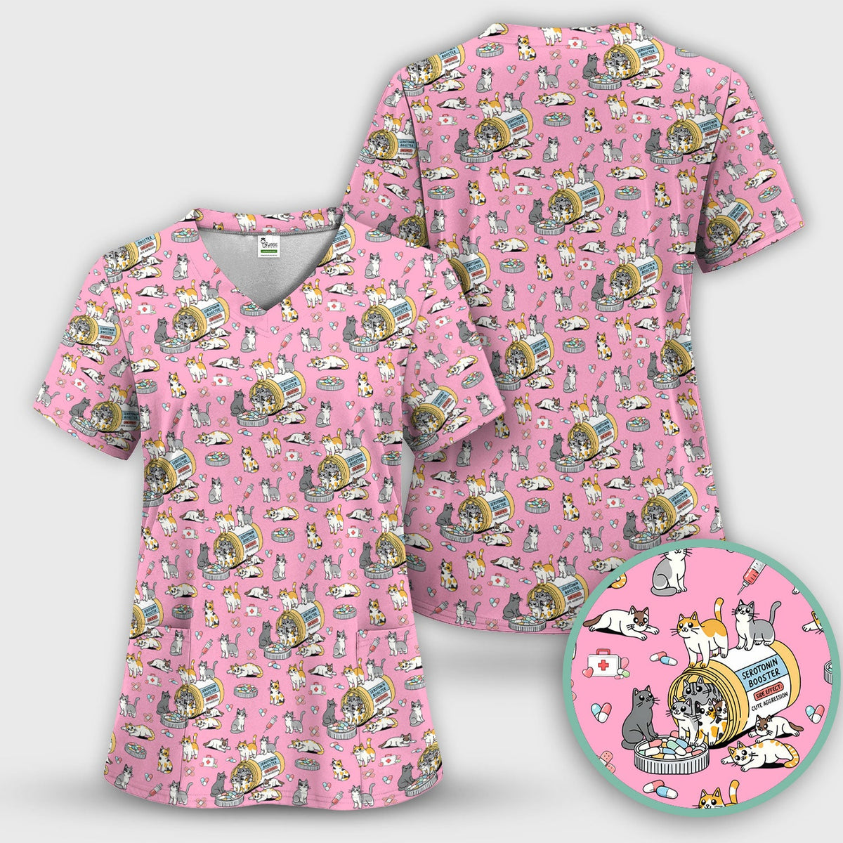 Cat Serotonin Booster Nurse Scrub Set