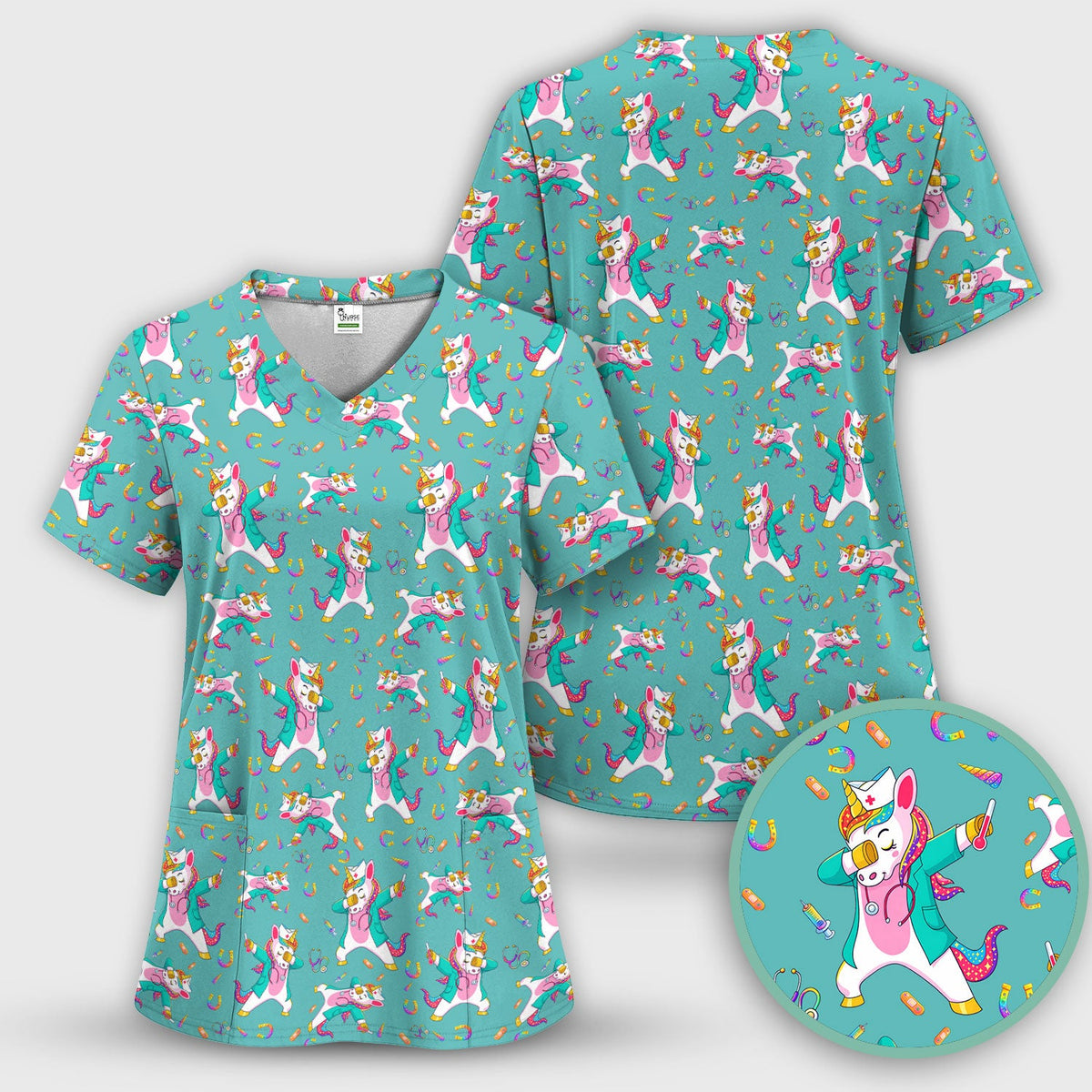 Unicorn Dance Nurse Scrub Set