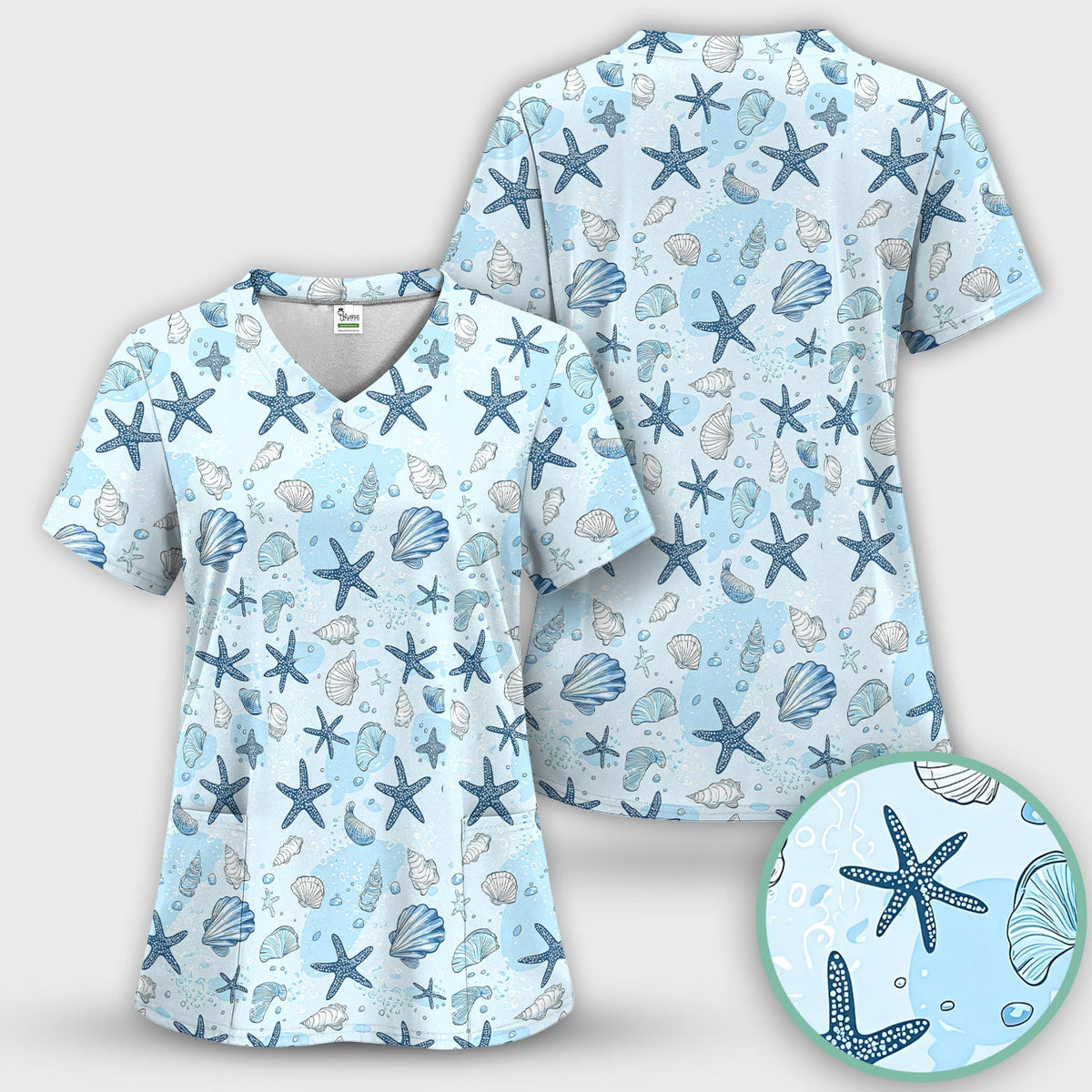 Ocean Shell Starfish Nurse Scrub Set