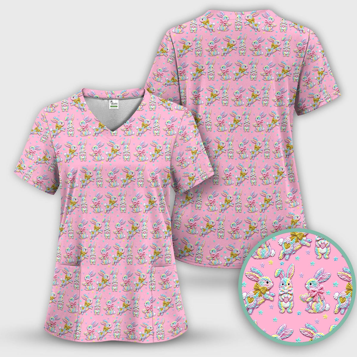 Cartoon Bunny Nurse Scrub Set